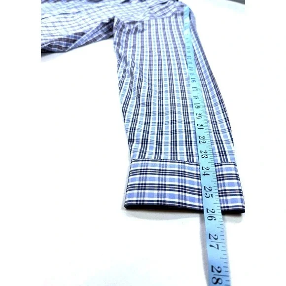 LL Bean, Wrinkle Free Plaid, Long Sleeve Baby Blue/White Plaid, Men's‎ XL - Picture 6 of 7